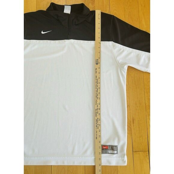 Nike Dri-Fit T-Shirt Short Sleeve Athletic White Black Large 1/4 Zip - Picture 9 of 9